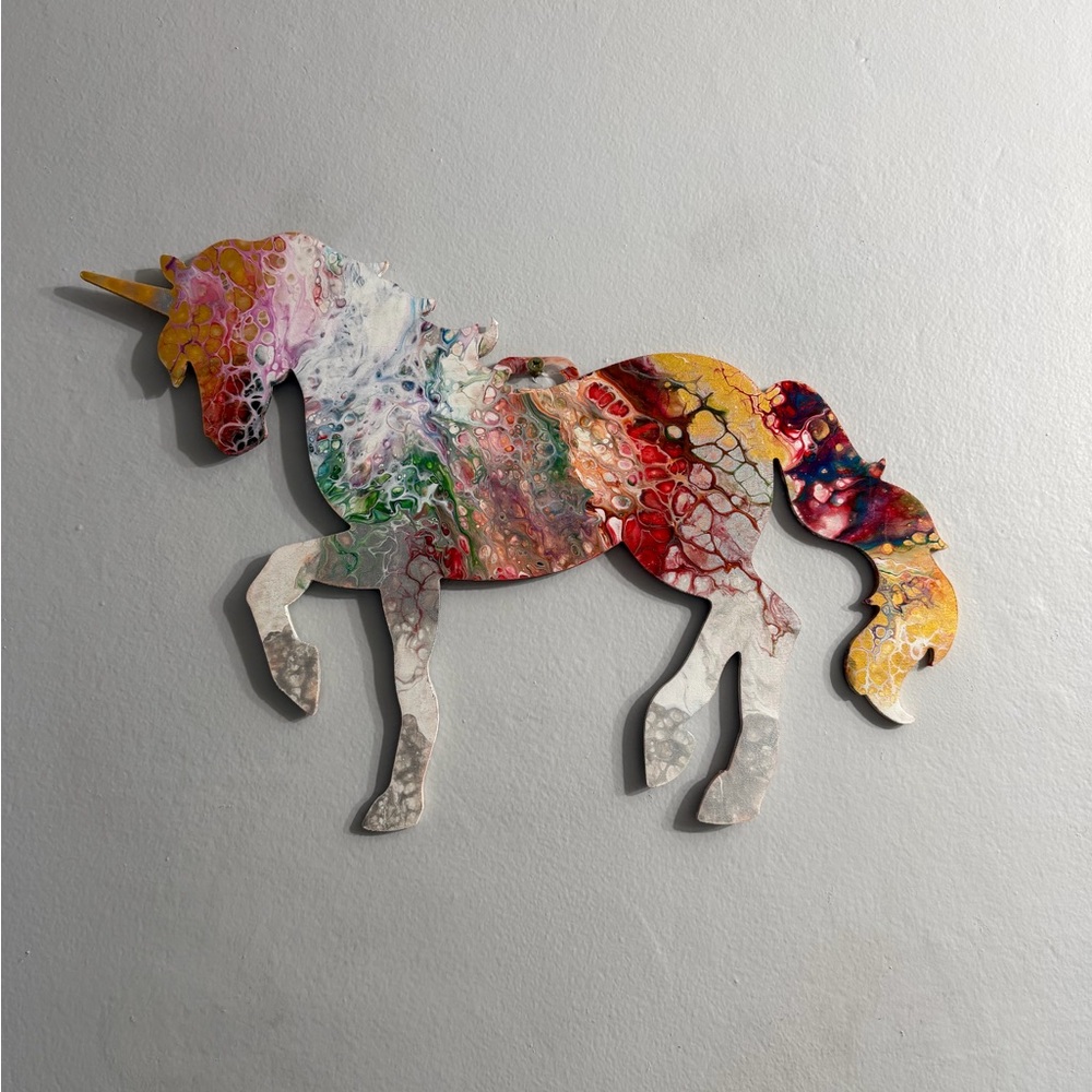 Original Abstract Art Handmade 12x19 Unicorn One Of A Kind